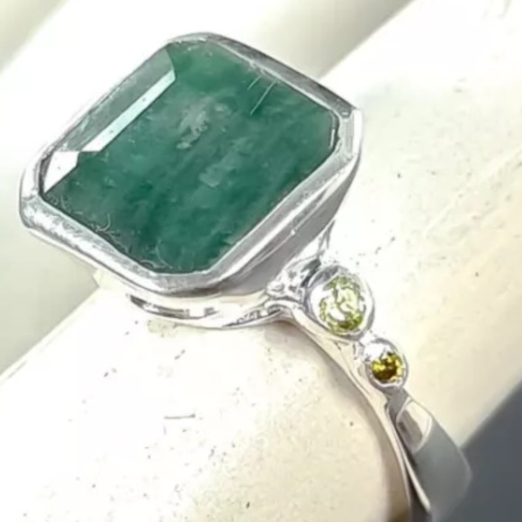 Natural gemstone Green Beryl Ring 925 Sterling Silver Size 7 - Picture 5 of 5